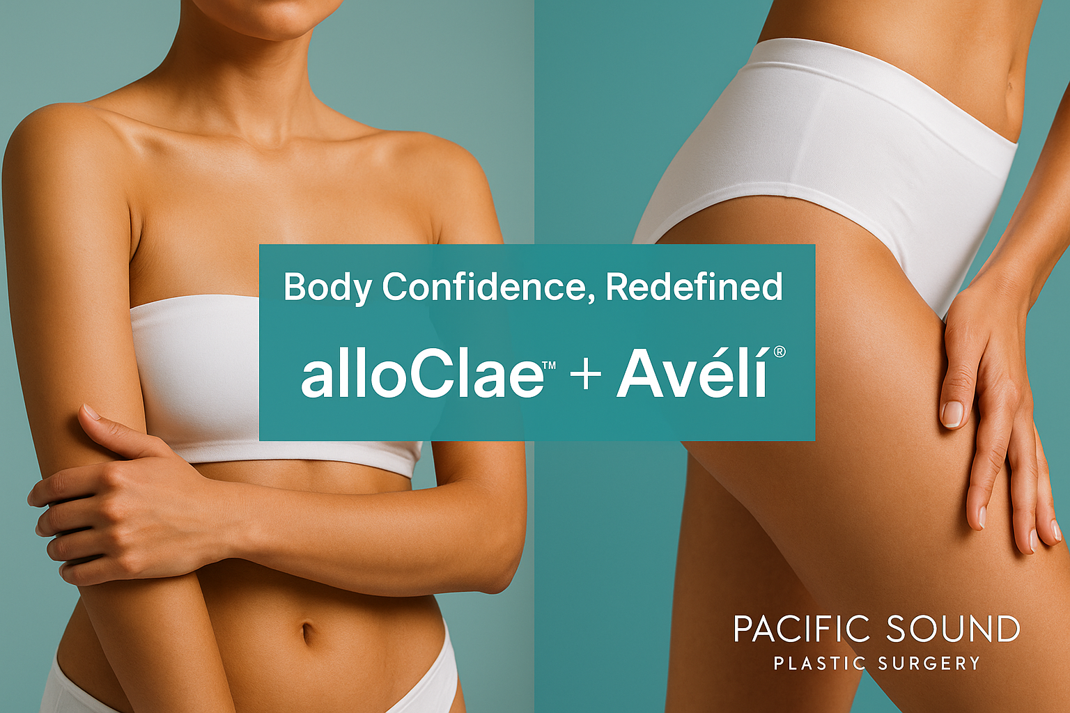 Smooth sculpted female silhouette representing combined alloClae and Avéli body contouring results at Pacific Sound Plastic Surgery in Bellevue.