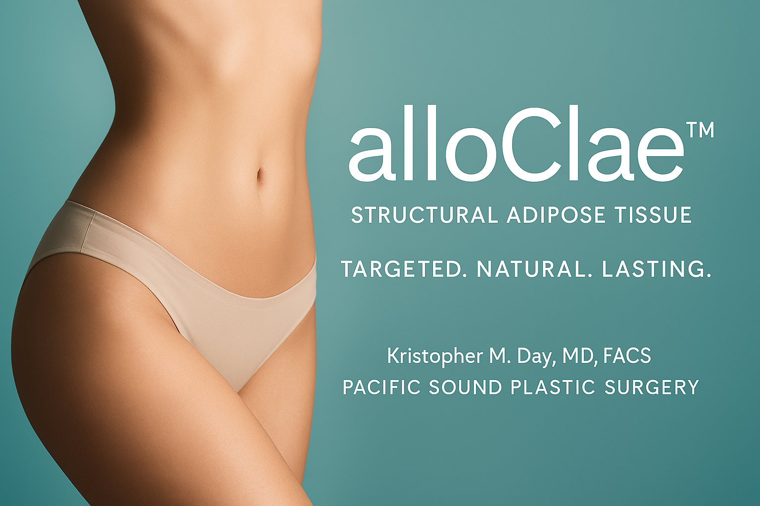 Smooth contoured female abdomen illustrating alloClae structural adipose tissue body contouring at Pacific Sound Plastic Surgery.